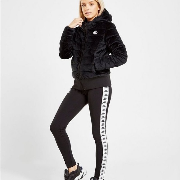 KAPPA Black Velvet Coat, Velvet Puffers Jacket, Puffer Coat - Picture 4 of 8